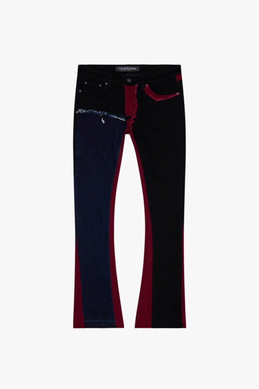 "CHICAGO" RED BLUE STACKED FLARE JEAN