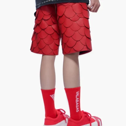 Dragon Scales Leather Shorts Red