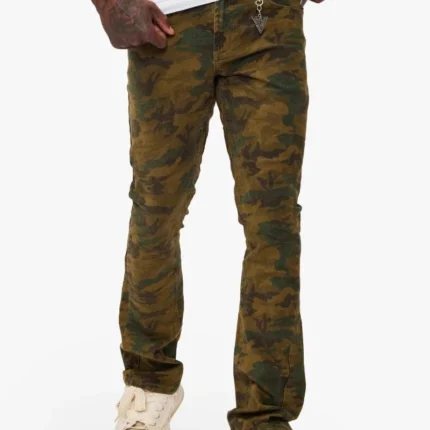 Hazard Dark Foilage Green Stacked Jeans