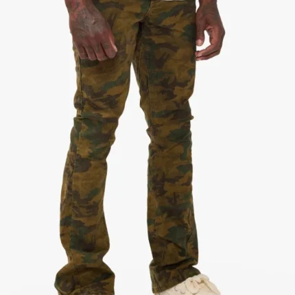 Hazard Dark Foilage Green Stacked Jeans