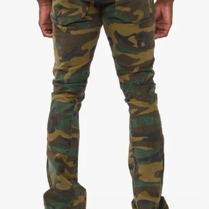 Hazard Foilage Green Stacked Jeans