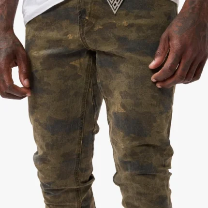Hazard Moss Green Stacked Jeans
