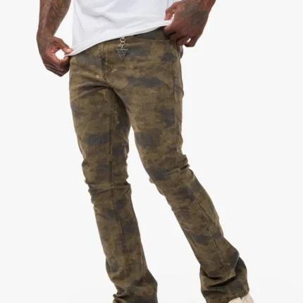 Hazard Moss Green Stacked Jeans