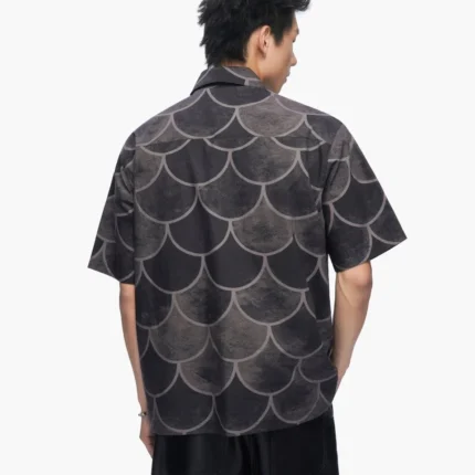Ocean Scale Collar Zip Up Black