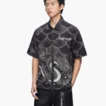 Ocean Scale Collar Zip Up Black