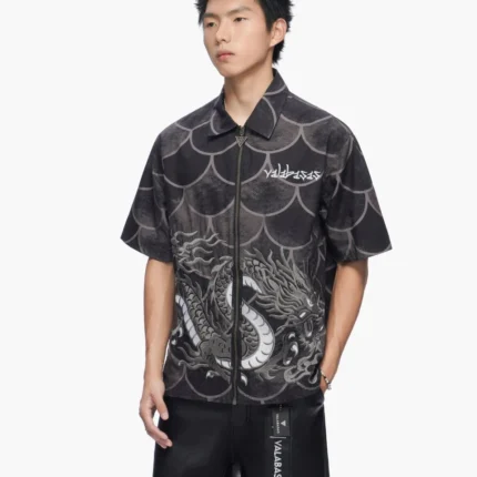 Ocean Scale Collar Zip Up Black