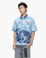 Ocean Scale Collar Zip Up Blue