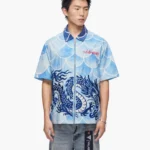 Ocean Scale Collar Zip Up Blue