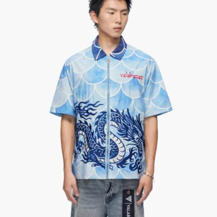 Ocean Scale Collar Zip Up Blue