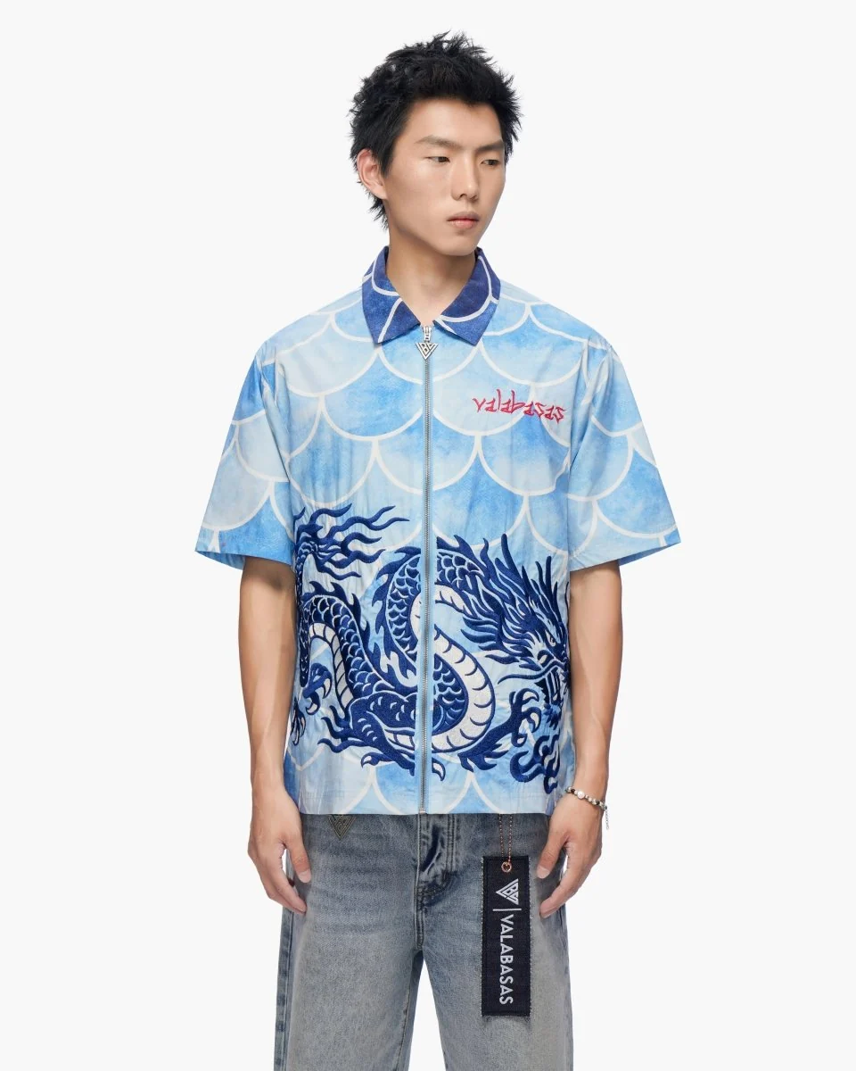 Ocean Scale Collar Zip Up Blue Ocean Scale Collar Zip Up Blue