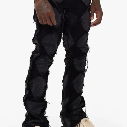 Pocket Black Grey Stacked Jeans