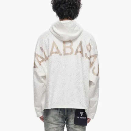 Poppin White Rhinestone Hoodie